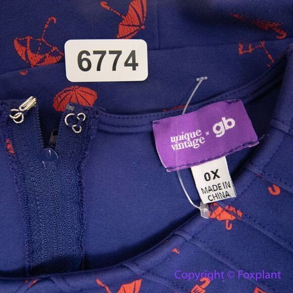 Unique Vintage Gwynnie Bee Umbrella Print Navy Dress, plus‎ size 0X - Picture 15 of 16